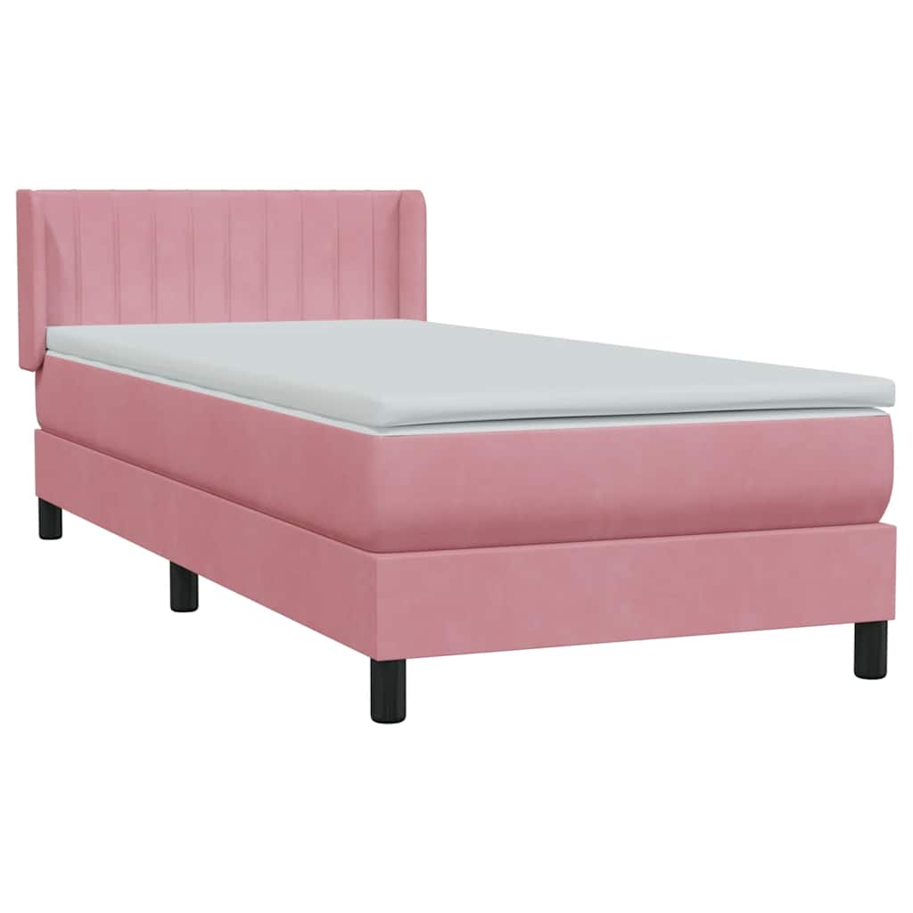Cama com molas/colchão 80x220 cm veludo rosa
