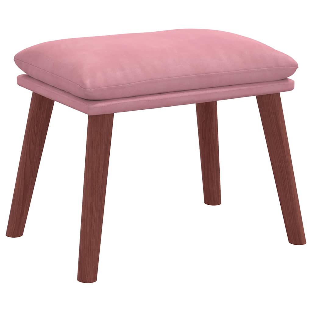 Cadeira de descanso com banco p/ pés veludo rosa