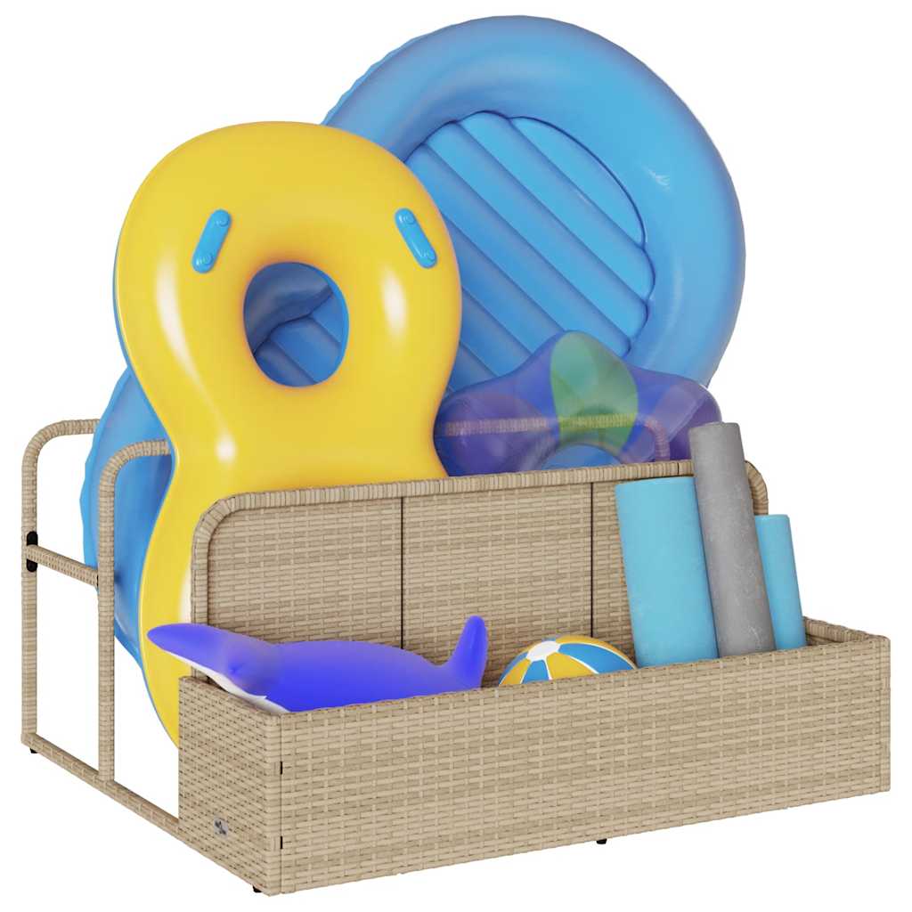 Armazenamento de bóias junto à piscina 110x100x57 cm vime PE
