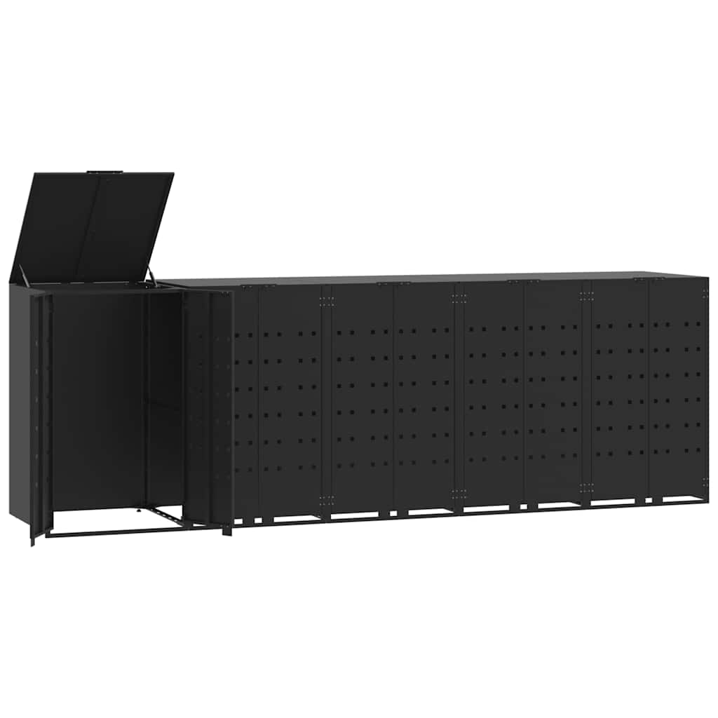 Abrigo para 5 caixotes do lixo 345x79x117 cm aço preto