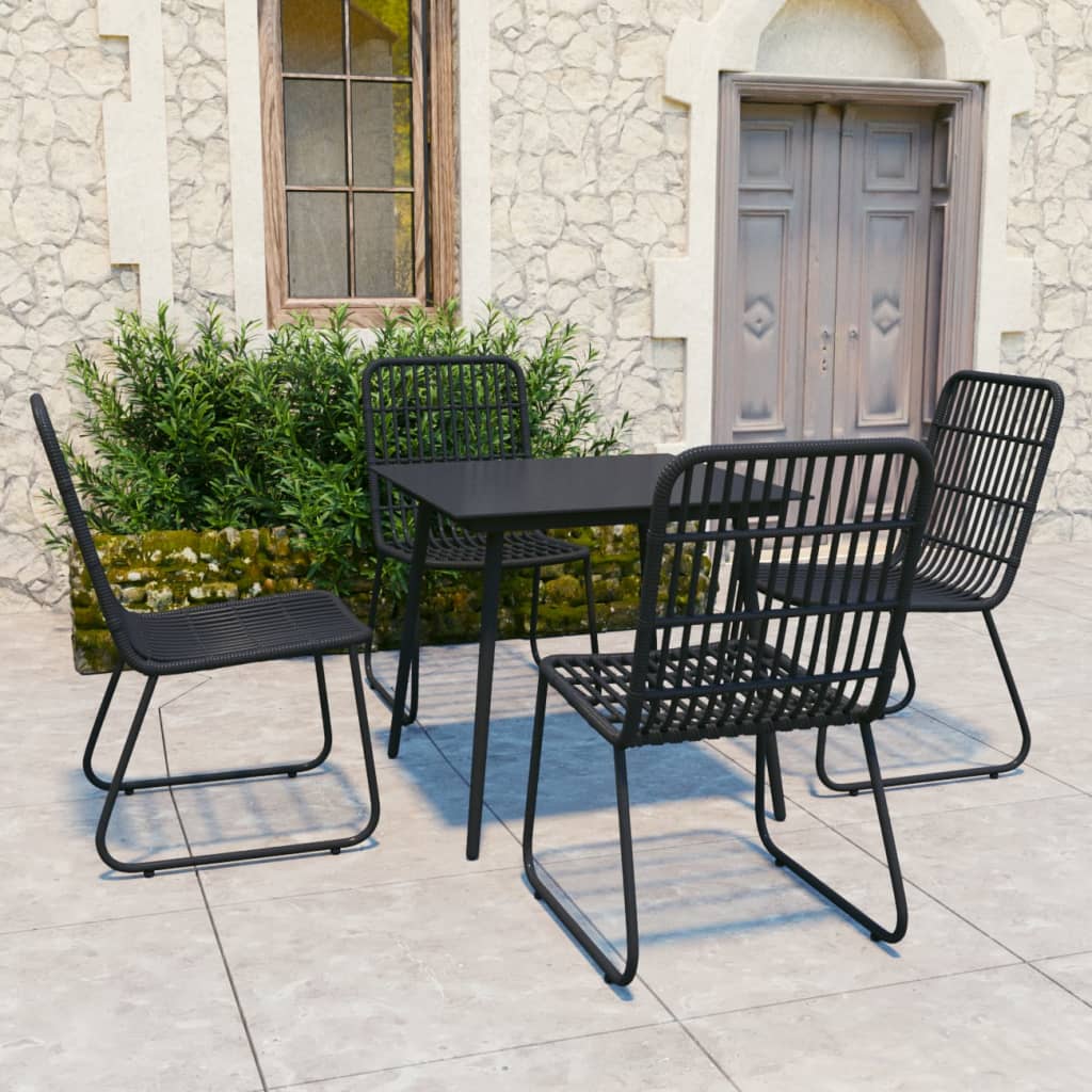 5 Pcs conjunto de jantar para exterior vime PE e vidro