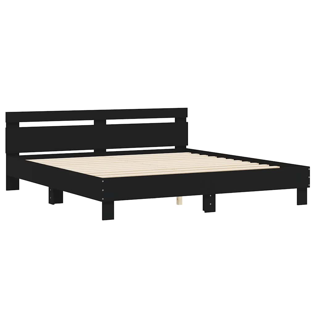 Estrutura cama c/ cabeceira 180x200 cm derivados madeira preto