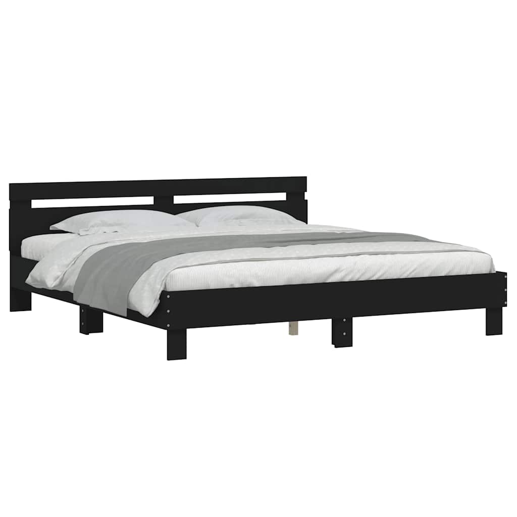 Estrutura cama c/ cabeceira 180x200 cm derivados madeira preto