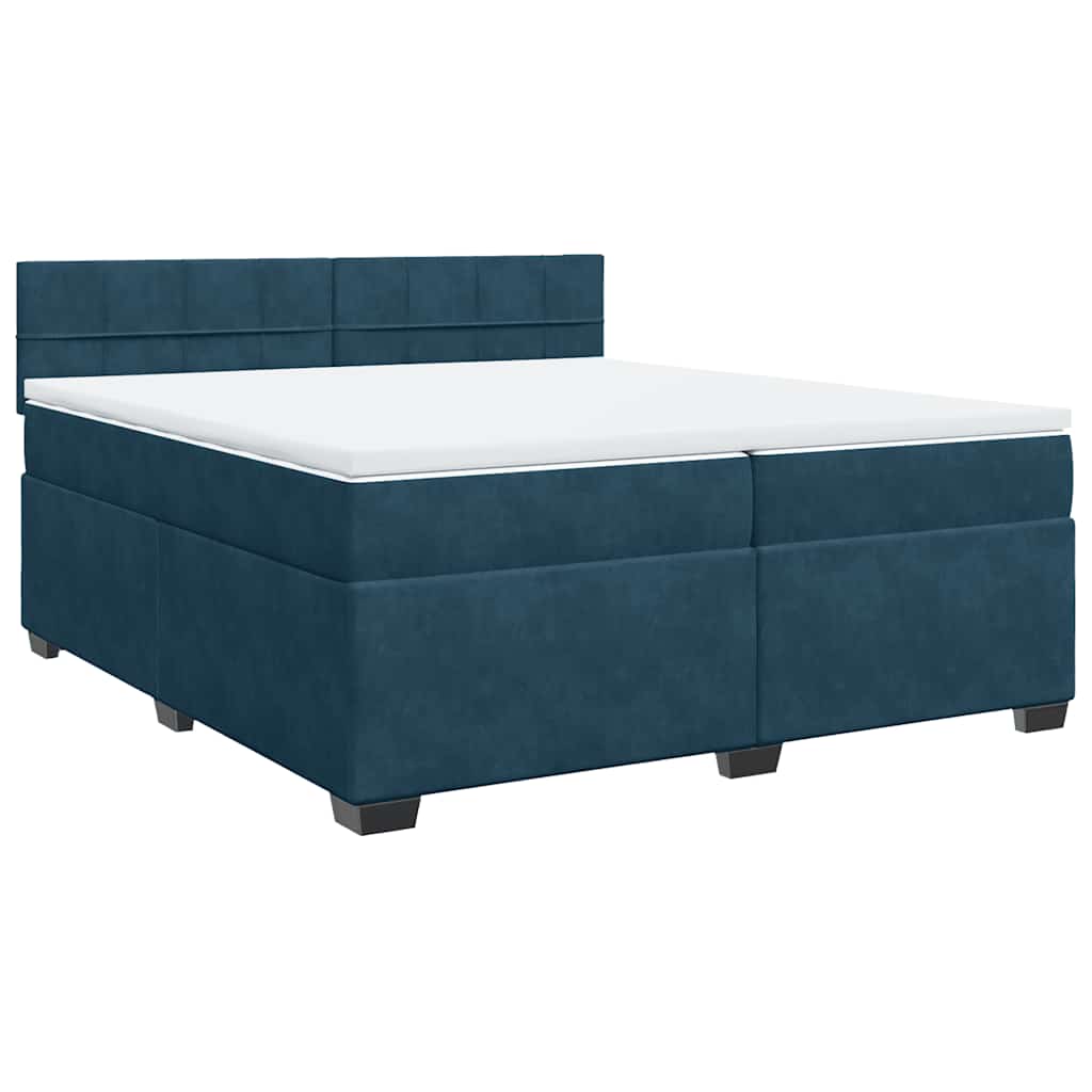 Cama com molas/colchão 200x200 cm veludo azul