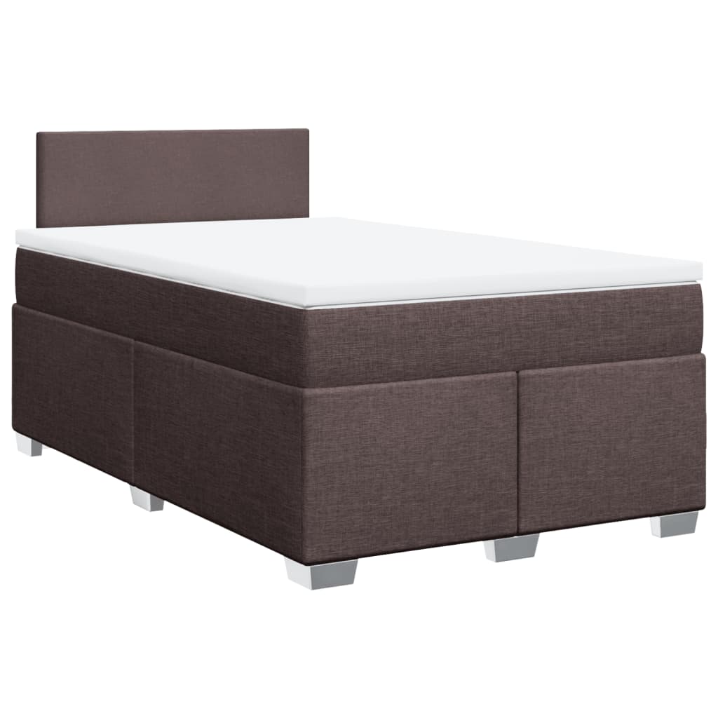 Cama boxspring com colchão 120x190 cm tecido castanho-escuro