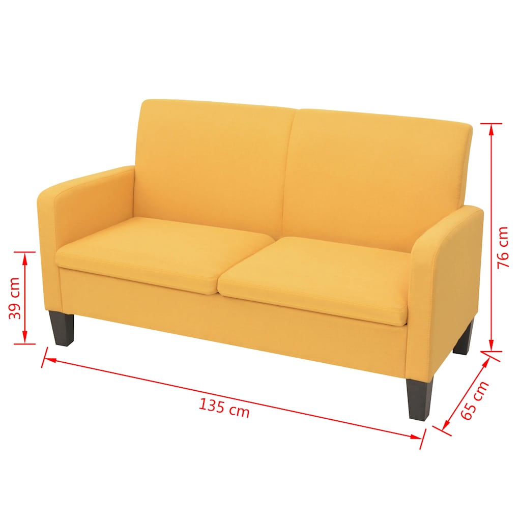 Sofá de 2 lugares 135x65x76 cm amarelo
