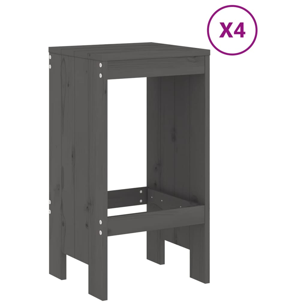 5 Pcs conjunto de bar para jardim pinho maciço cinzento