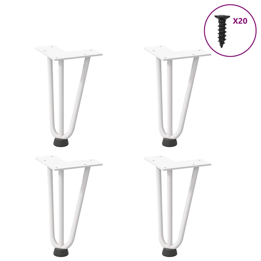 Pernas de grampo para mesa de centro 4 peças, branco, 20 cm, aço maciço