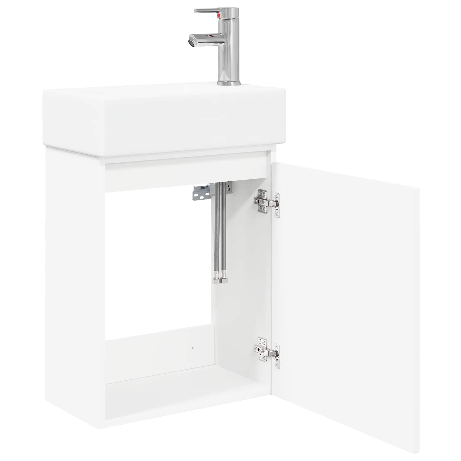 Conjunto de móveis de banheiro com torneira branco
