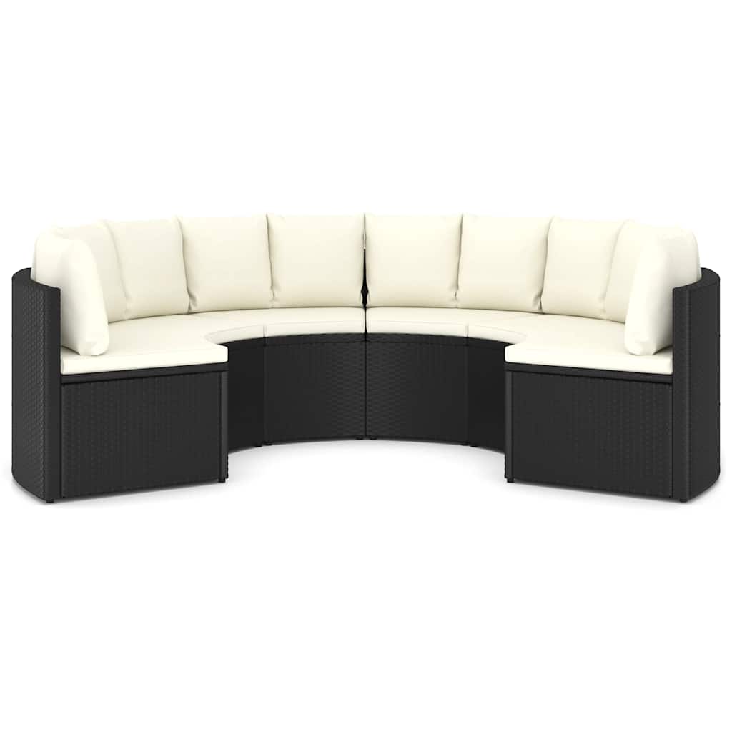 6 Pcs conjunto sofás de jardim c/ almofadões vime PE preto