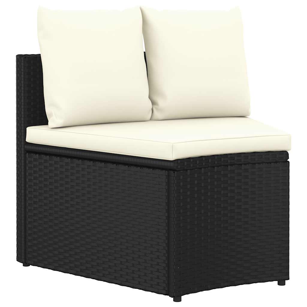 6 Pcs conjunto sofás de jardim c/ almofadões vime PE preto