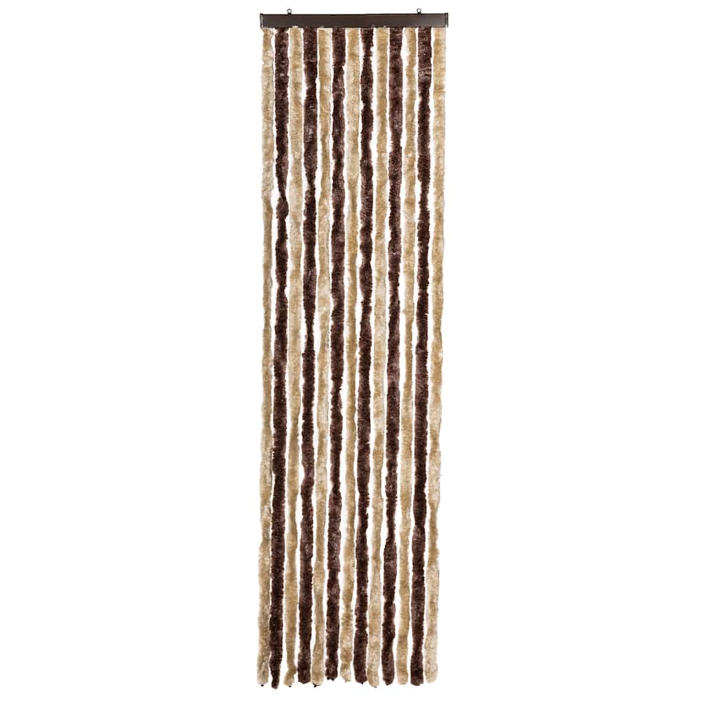 Cortina anti-insetos 56x185 cm chenille bege e castanho claro