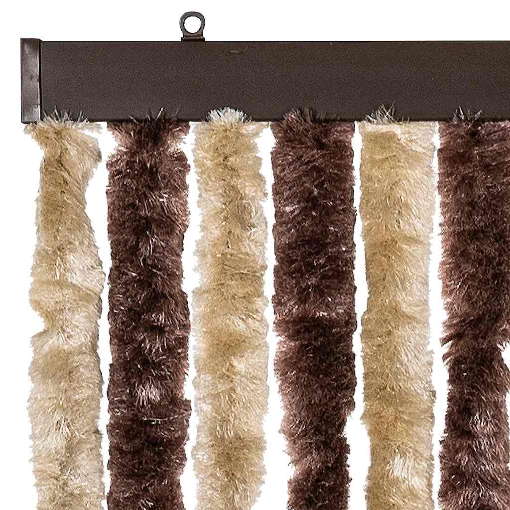 Cortina anti-insetos 56x185 cm chenille bege e castanho claro
