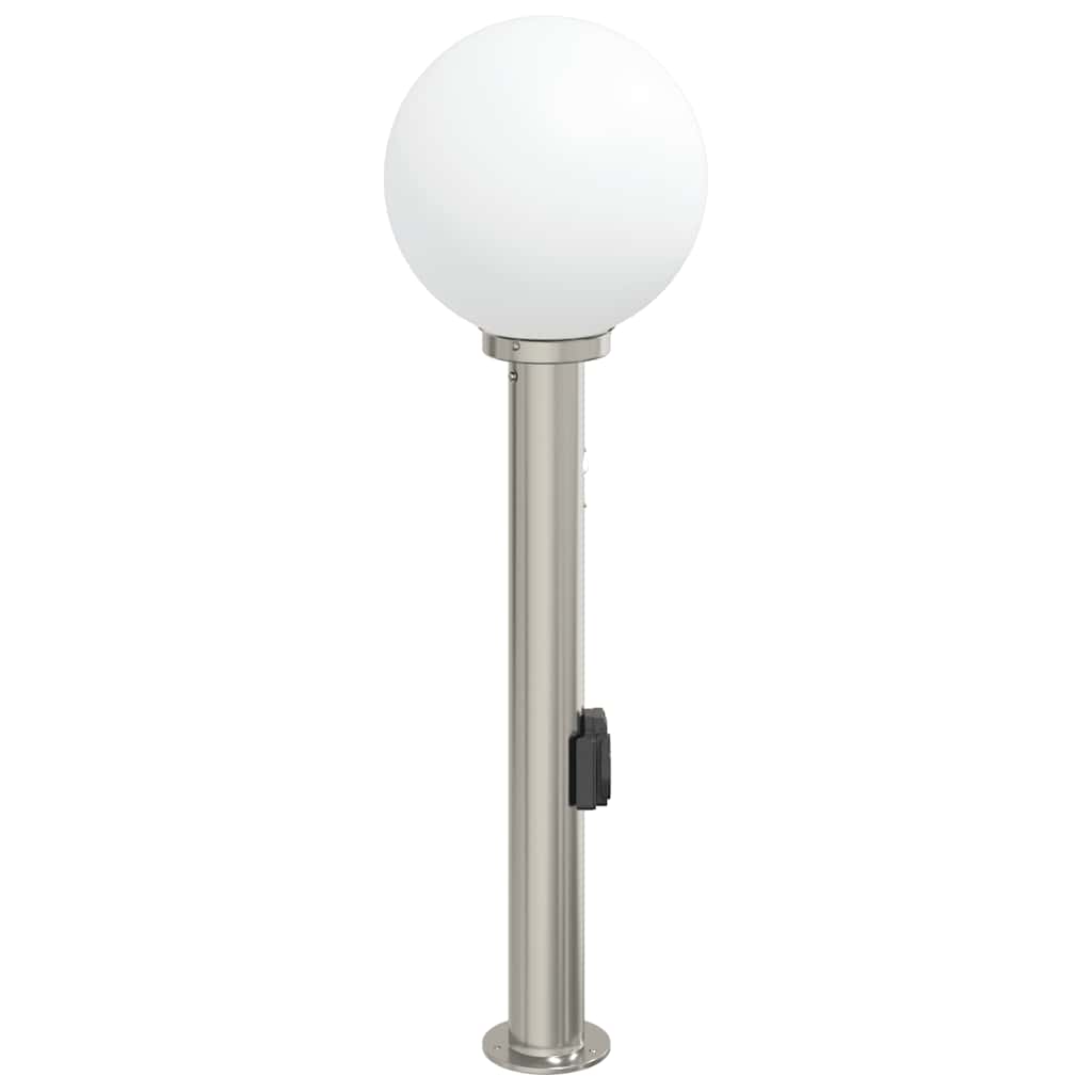 Luminária de poste com sensor e tomada, 80 cm, aço inoxidável, IP44
