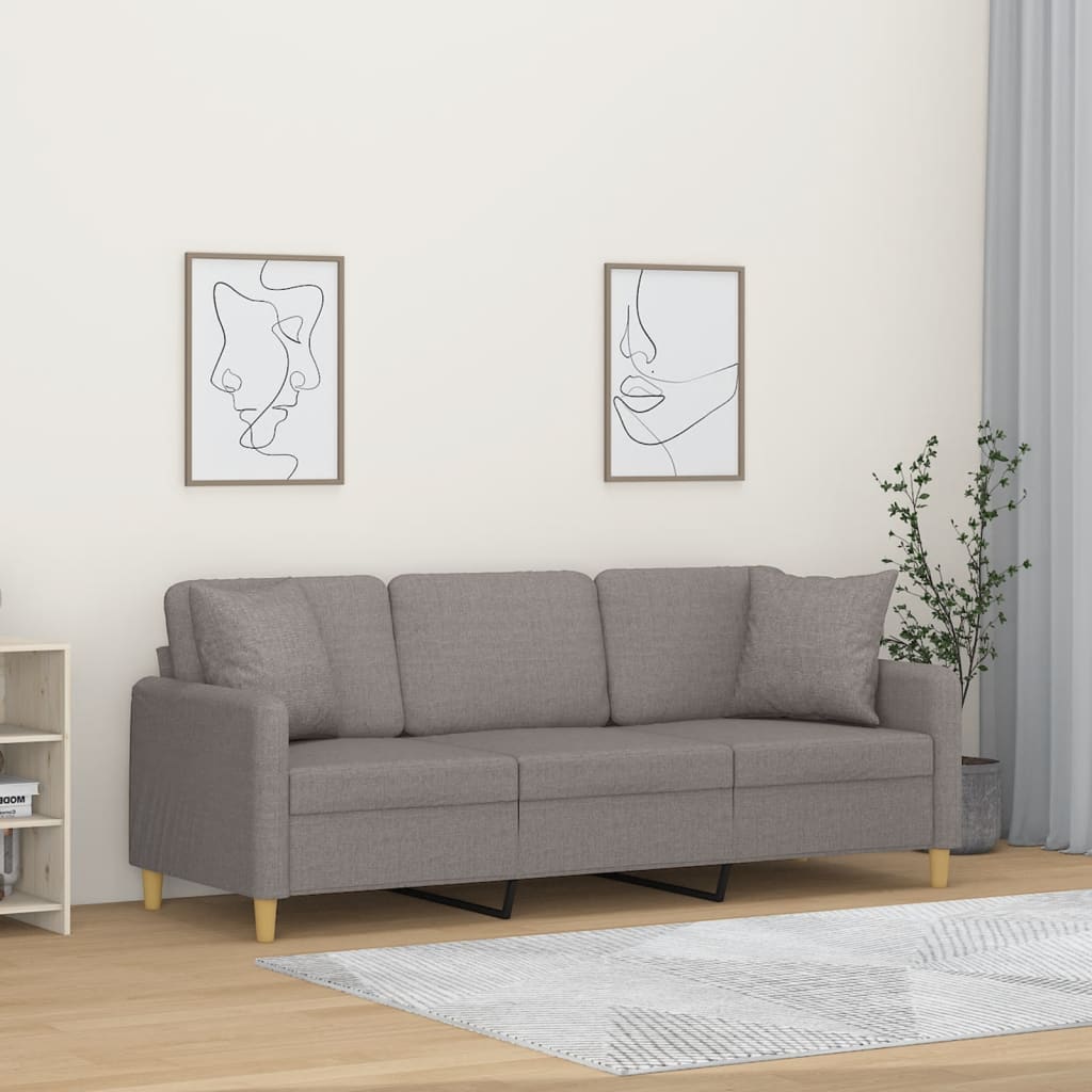 Sofá 3 lug. +almofadas decoração 180cm tecido cinza-acastanhado