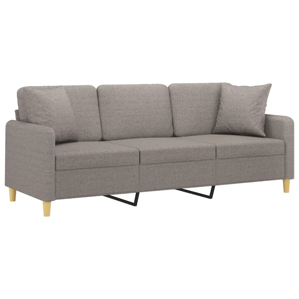 Sofá 3 lug. +almofadas decoração 180cm tecido cinza-acastanhado