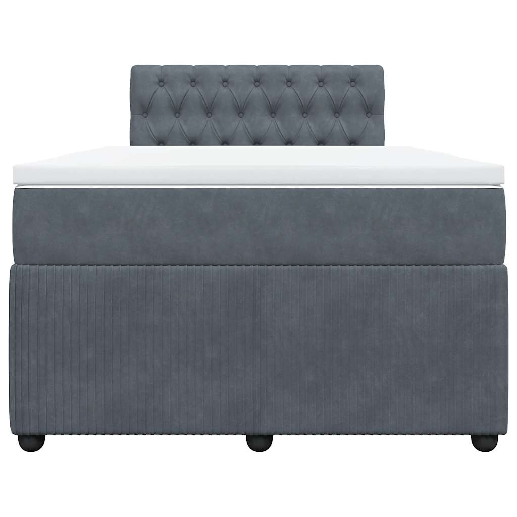 Cama boxspring com colchão 120x190 cm veludo cinzento-escuro