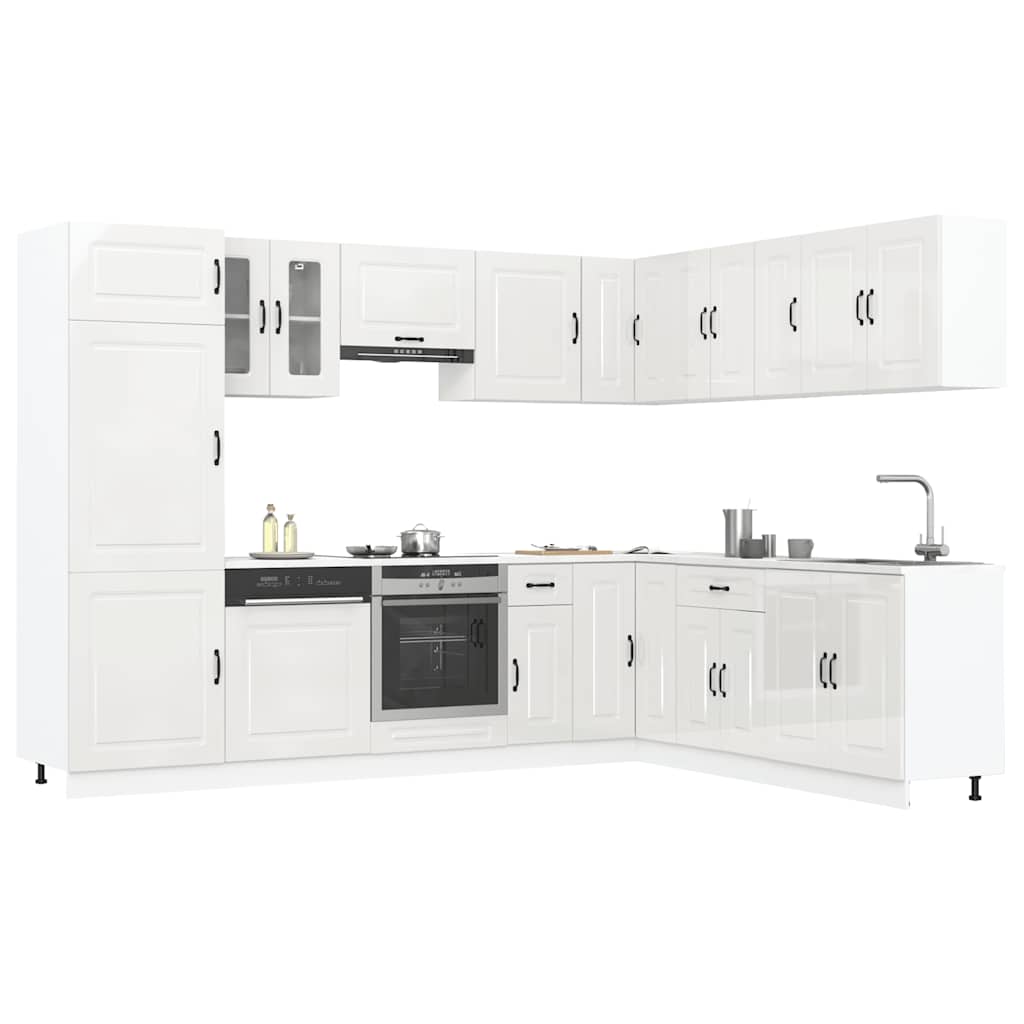 14 Peças armário de cozinha conjunto kalmar brilho branco