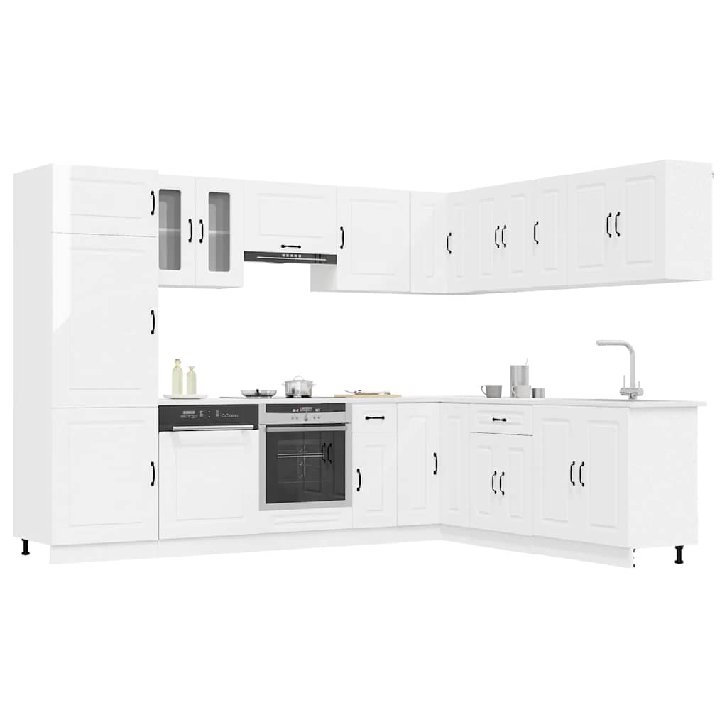 14 Peças armário de cozinha conjunto kalmar brilho branco