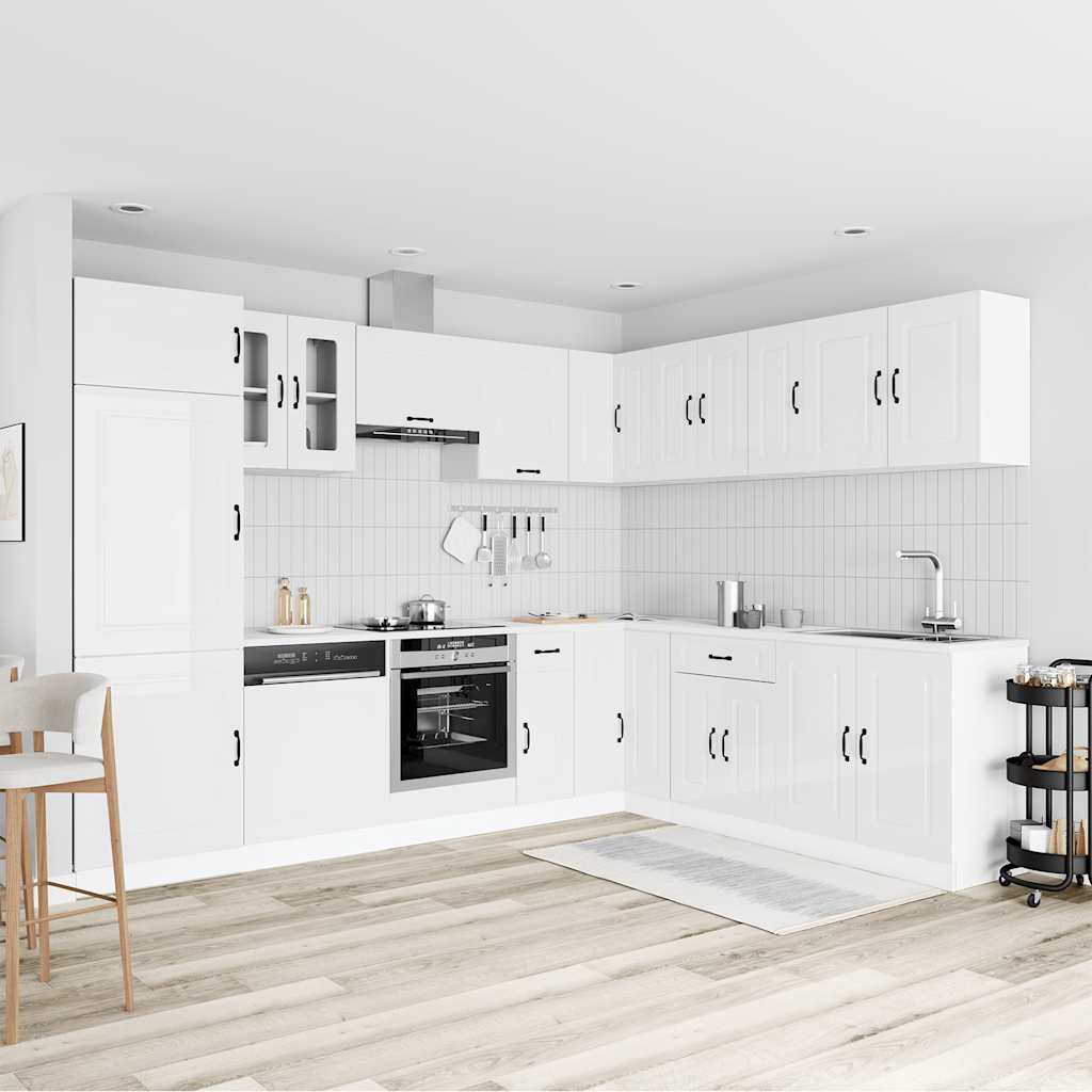 14 Peças armário de cozinha conjunto kalmar brilho branco