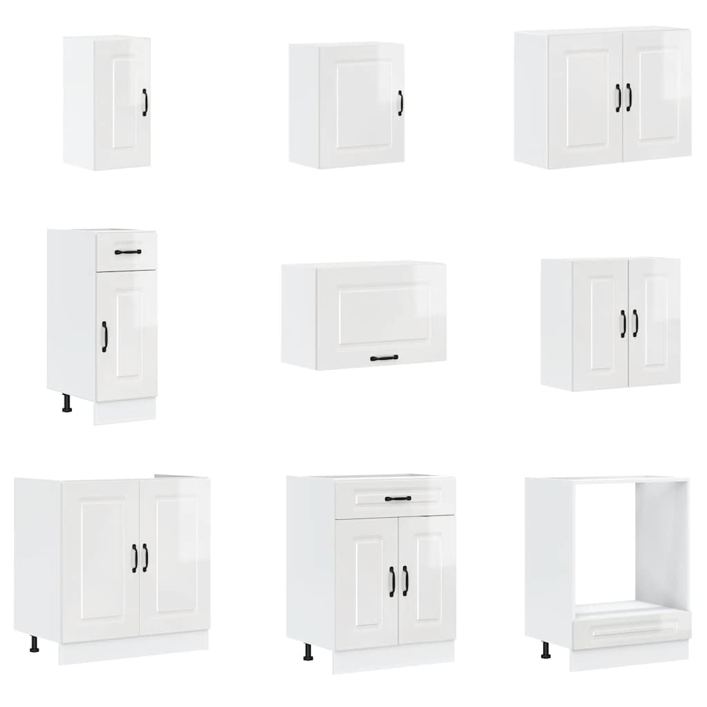 14 Peças armário de cozinha conjunto kalmar brilho branco