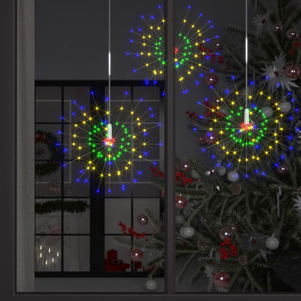 Iluminação fogo de artifício exterior 140 leds 20 cm multicor