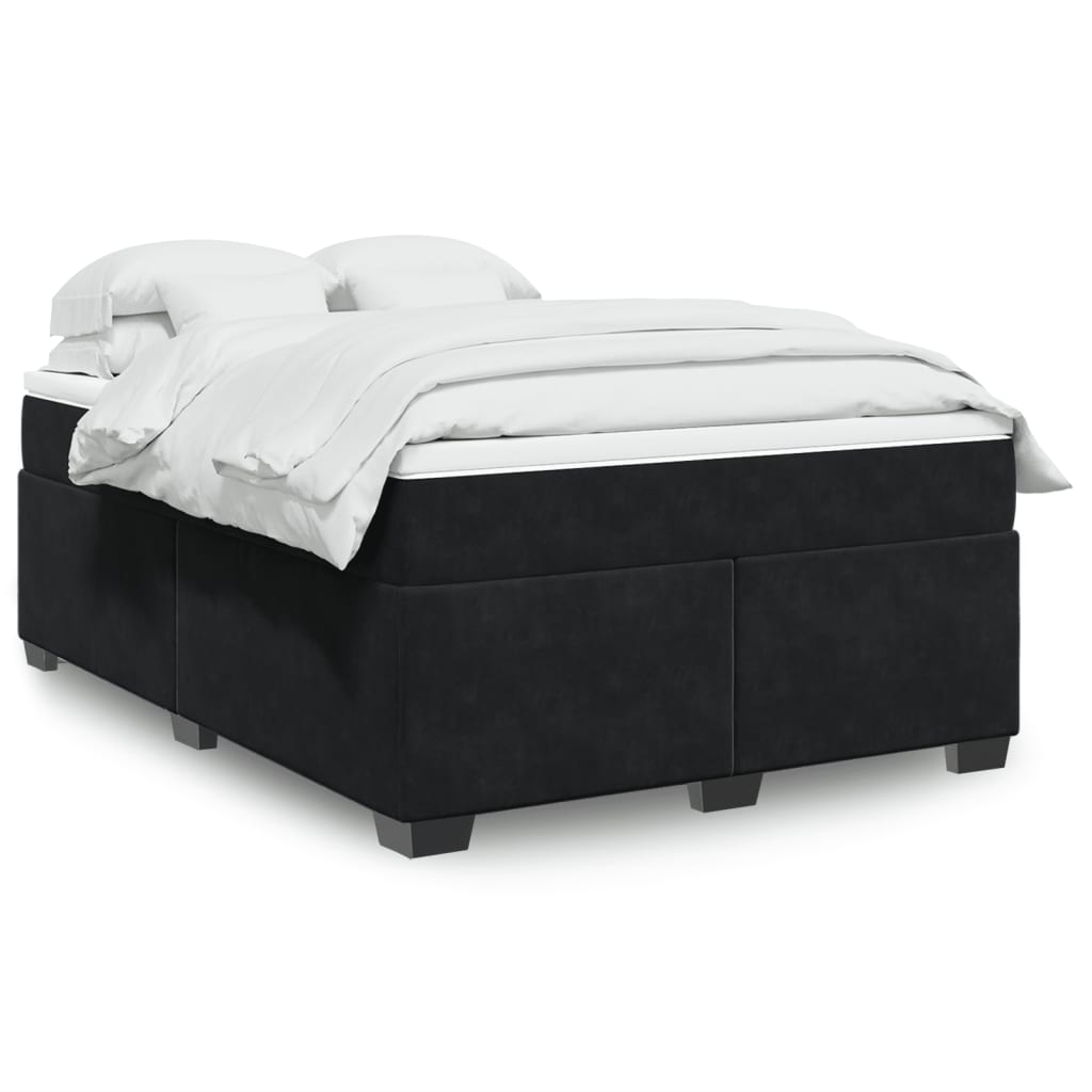 Cama com molas/colchão 140x190 cm veludo preto