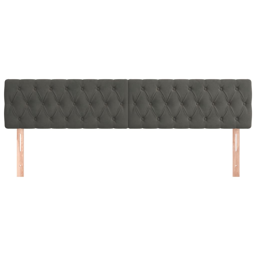 Cabeceiras cinzento-escuro 200x7x78/88 cm veludo