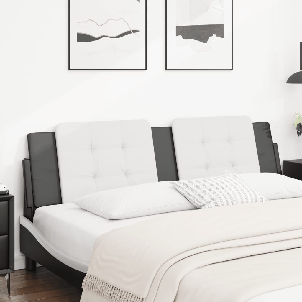 Almofadão de cabeceira zadar 180 cm couro artificial branco e preto