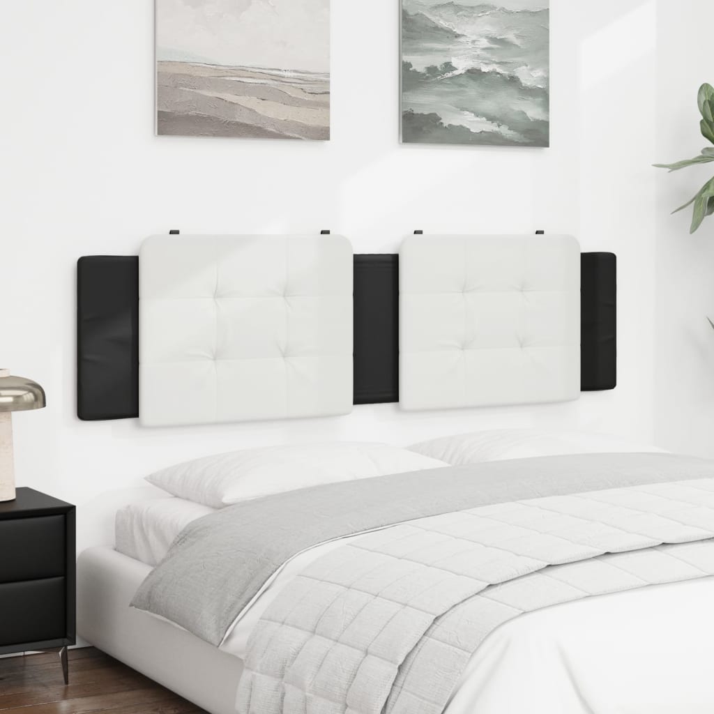 Almofadão de cabeceira zadar 180 cm couro artificial branco e preto