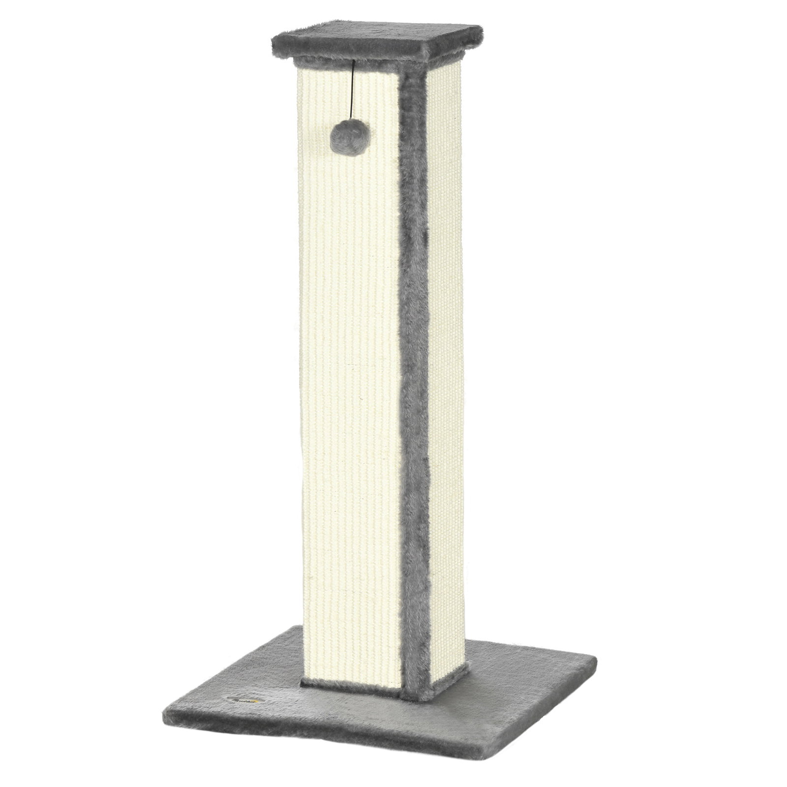Poste arranhador para gatos altura 81 cm arranhador para gatos com poste de sisal e bola suspensa 41x41x81 cm cinza e creme