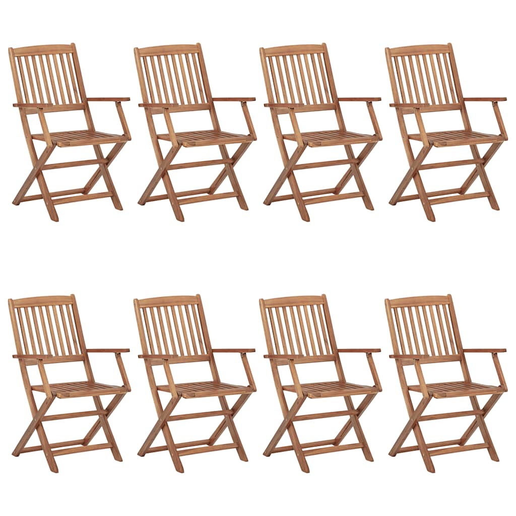 Cadeiras de exterior dobráveis 8 pcs madeira de acácia maciça