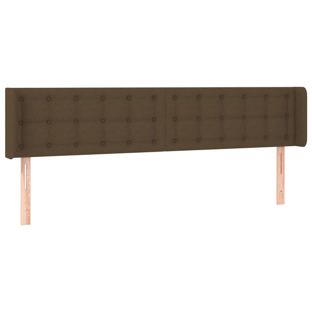 Cabeceira de cama c/ luzes LED tecido 203x16x78/88 cm castanho