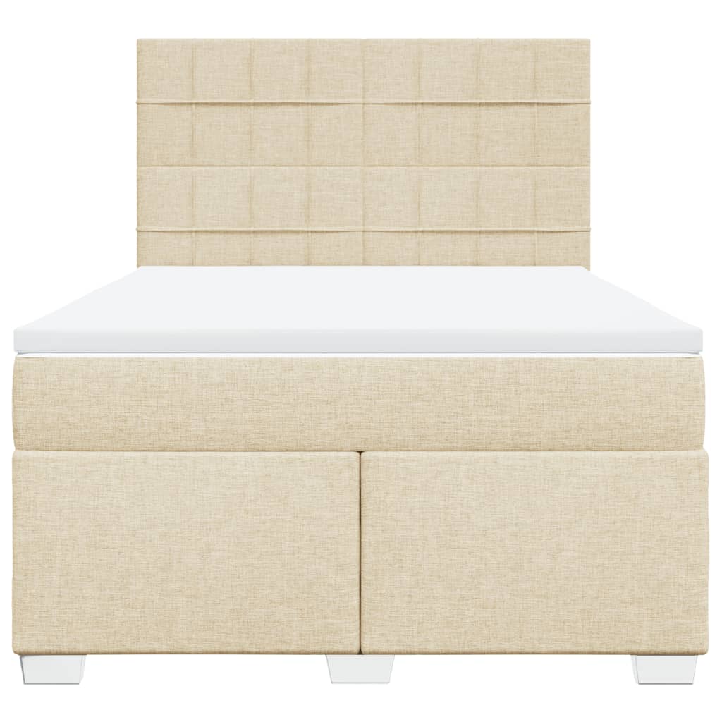 Cama com molas/colchão 140x190 cm tecido cor creme