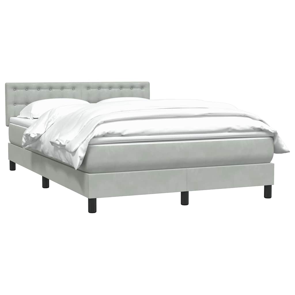 Cama com molas/colchão 160x210 cm veludo cinzento-claro