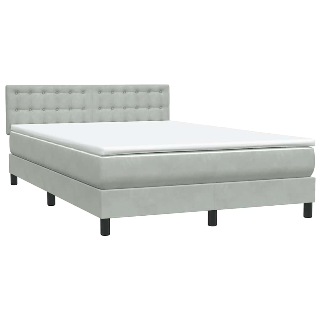 Cama com molas/colchão 160x210 cm veludo cinzento-claro