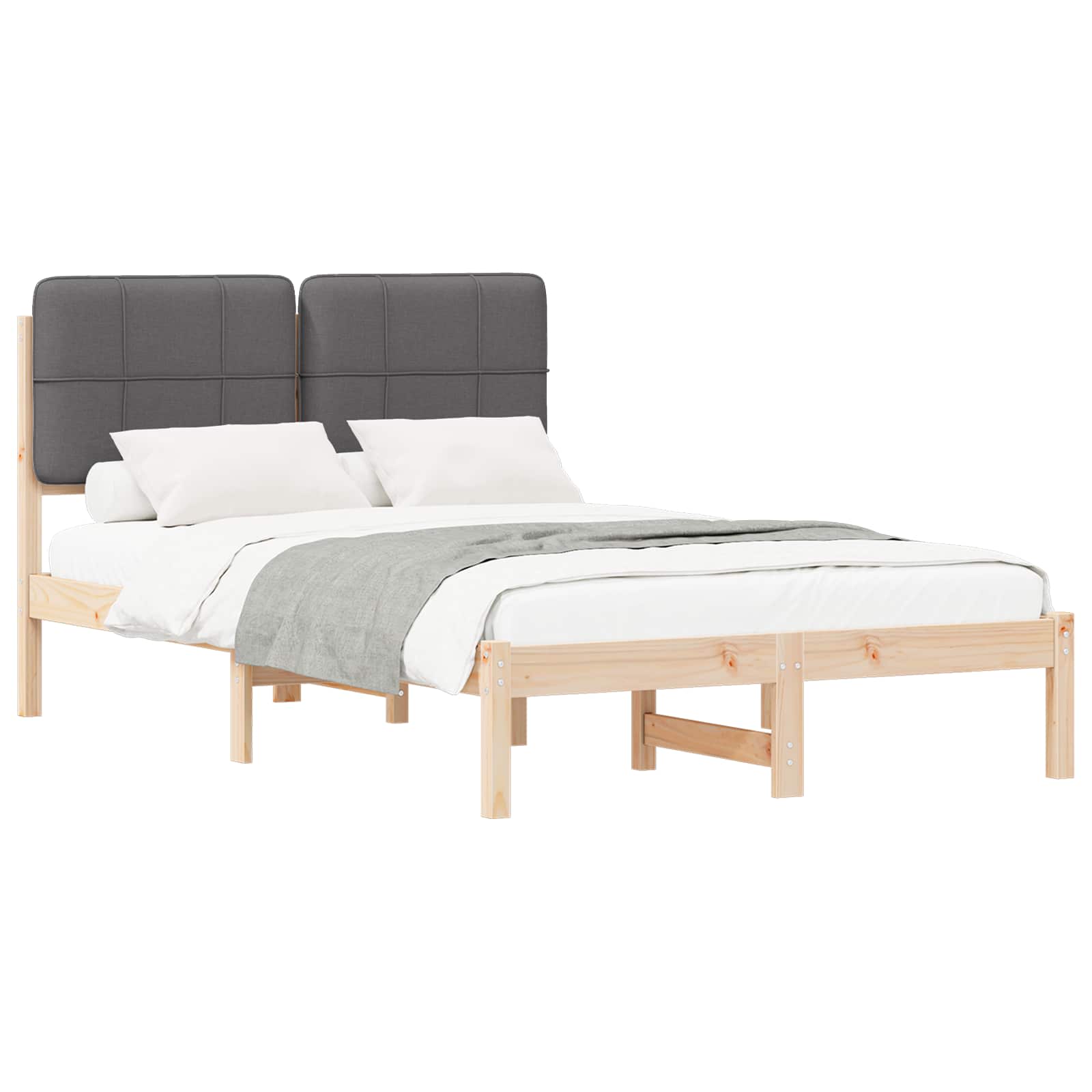Estrutura de cama com cabeceira estofada cinza escuro