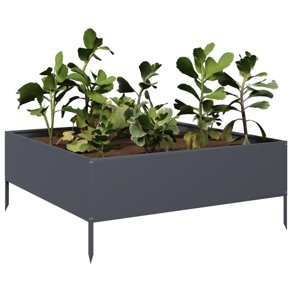 Canteiro elevado jardim aço 100x100x41 cm antracite