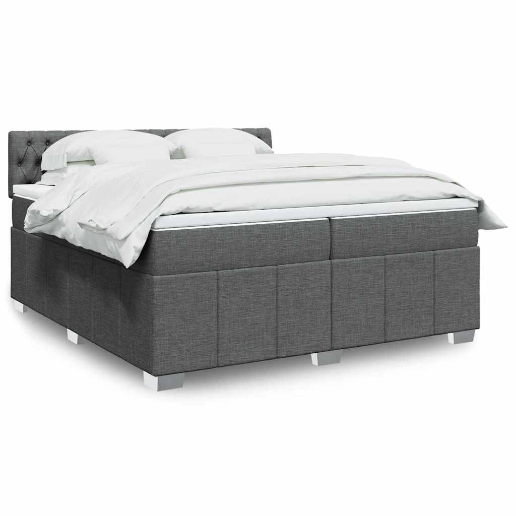 Cama com molas/colchão 200x200 cm tecido cinzento-escuro