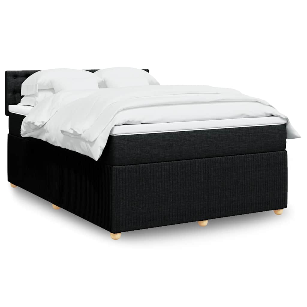 Cama com molas/colchão 140x190 cm tecido preto