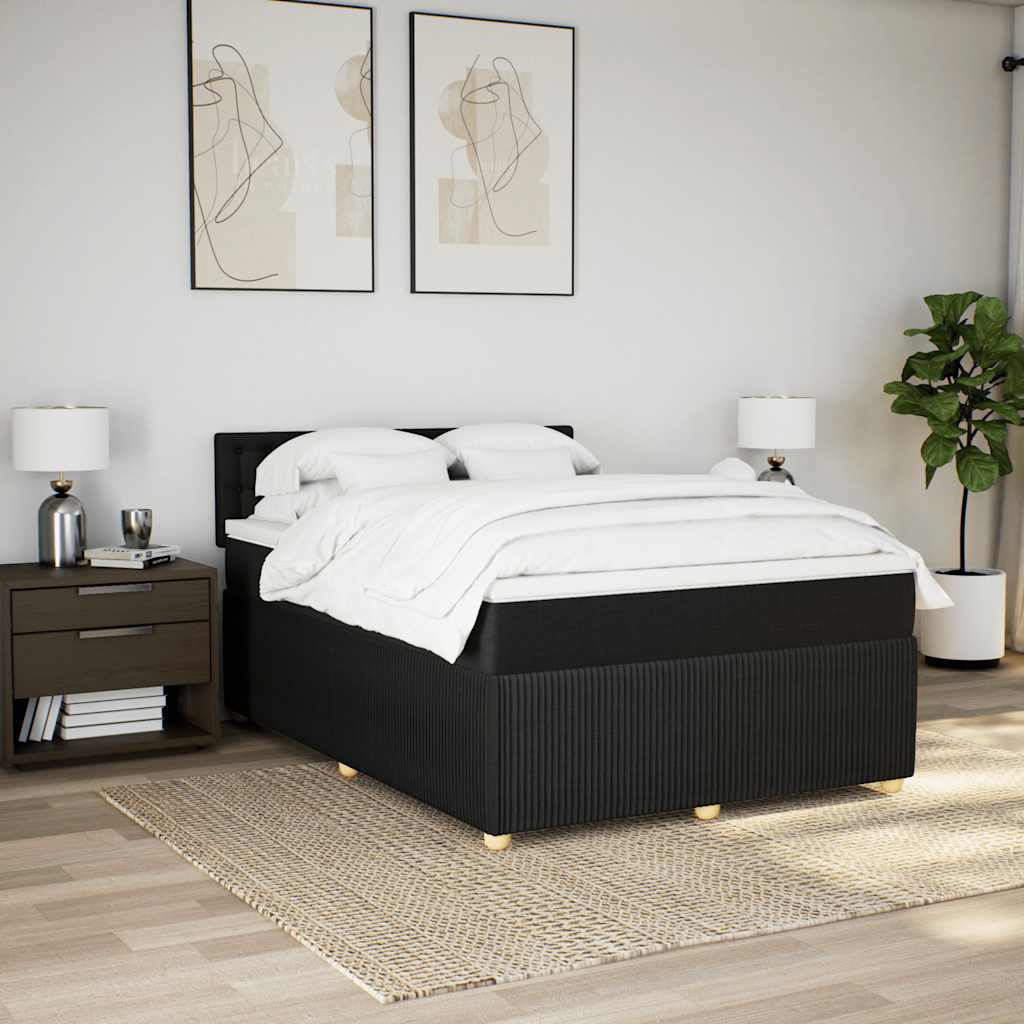 Cama com molas/colchão 140x190 cm tecido preto