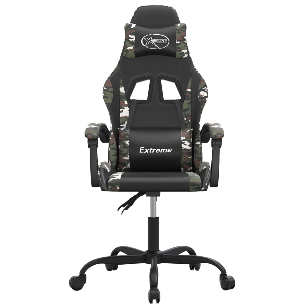 Cadeira gaming couro artificial preto e camuflado