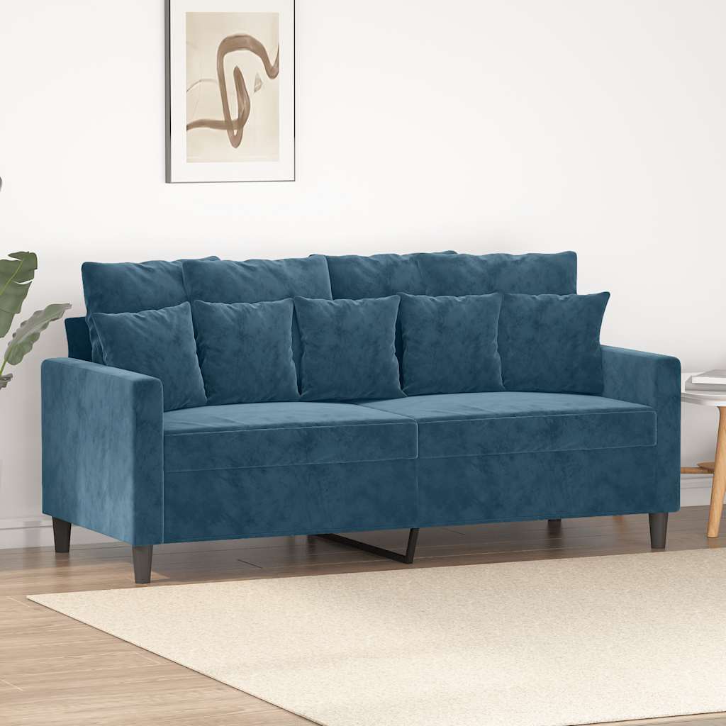 Sofá de 2 lugares veludo 140 cm azul