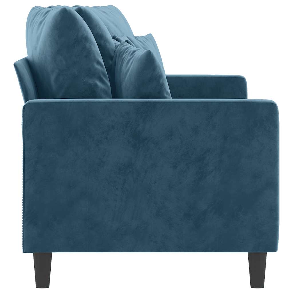 Sofá de 2 lugares veludo 140 cm azul