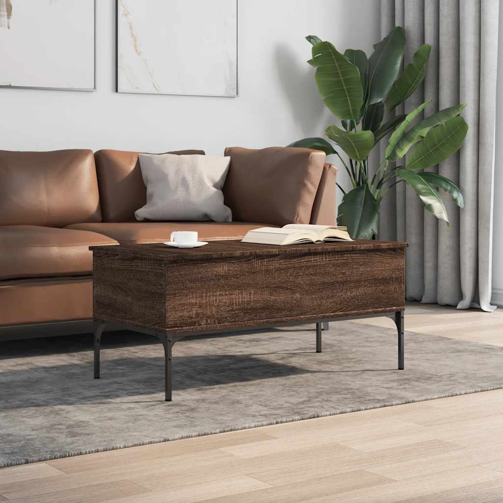 Mesa centro 100x50x45cm deriv. madeira/metal carvalho castanho