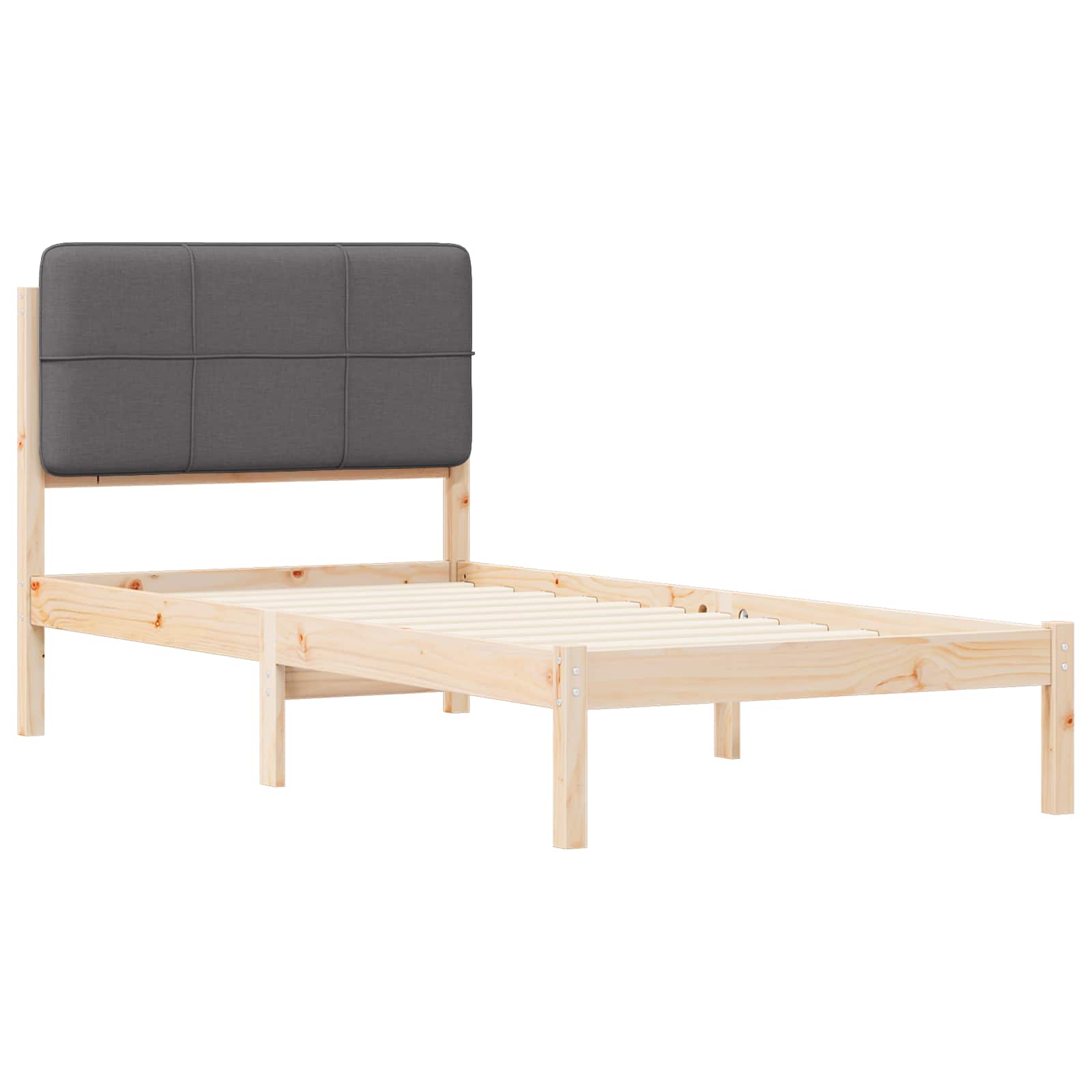 Estrutura de cama com cabeceira estofada cinza escuro
