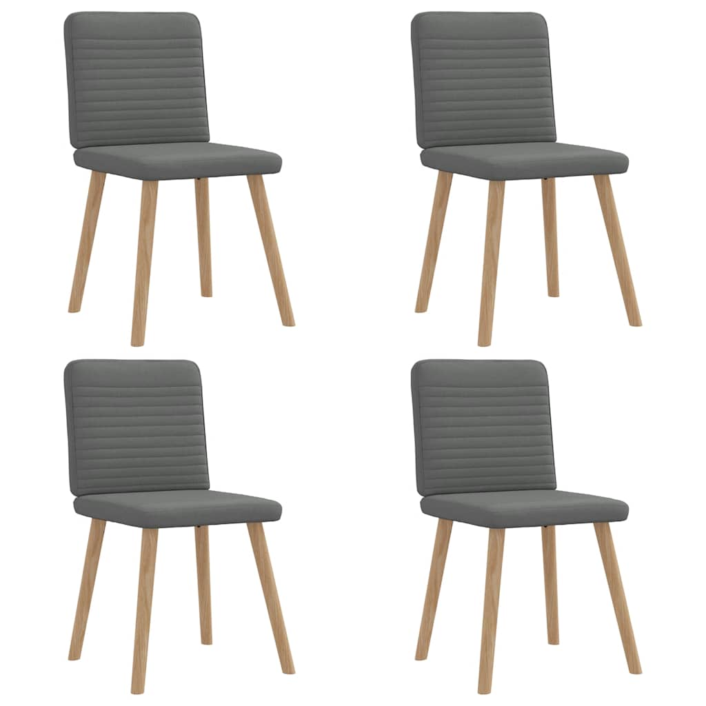 Cadeiras de jantar 4 pcs tecido cinzento-escuro