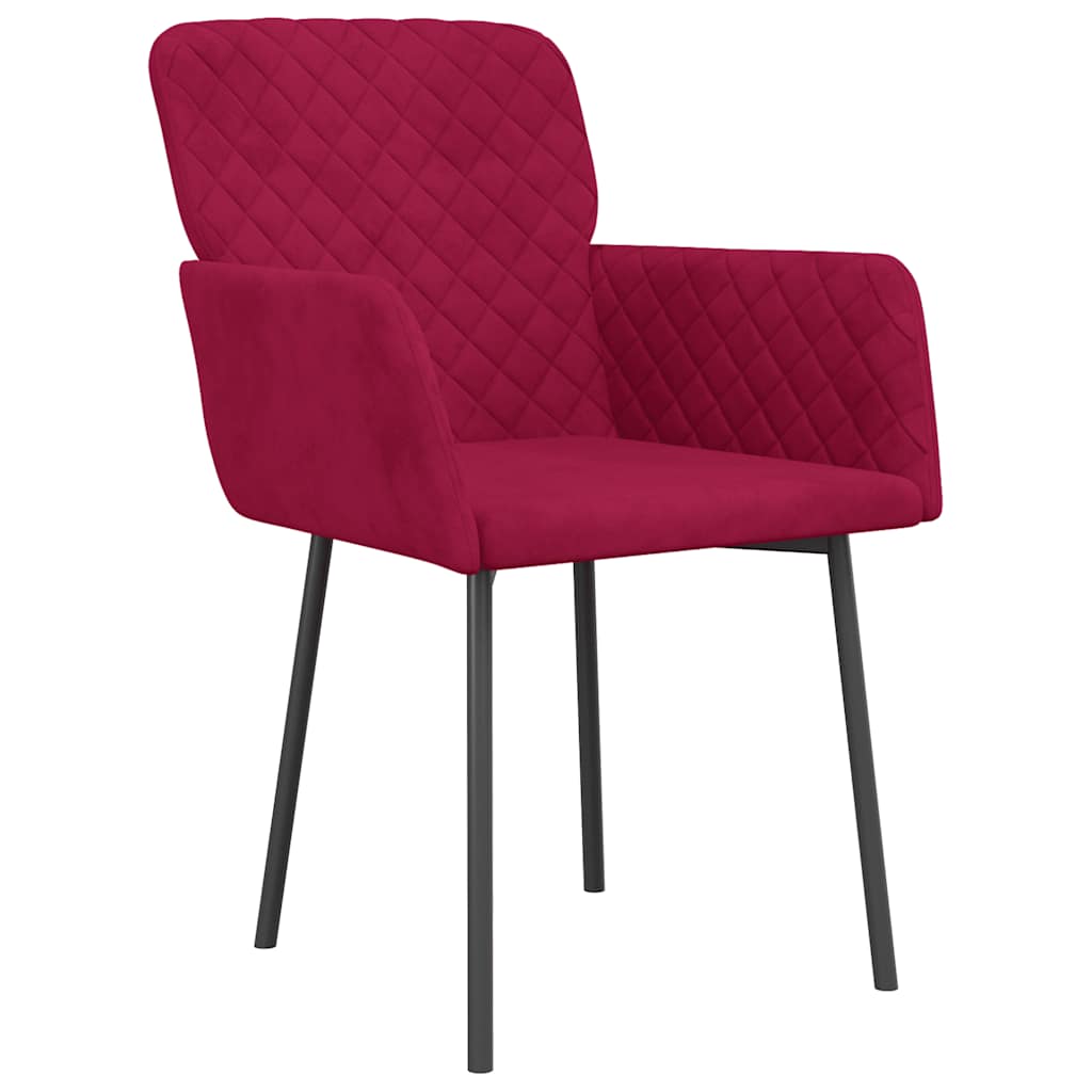 Cadeiras de jantar 2 pcs veludo vermelho tinto