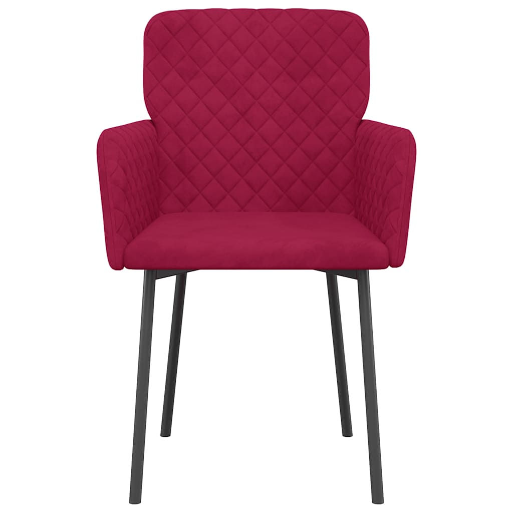 Cadeiras de jantar 2 pcs veludo vermelho tinto