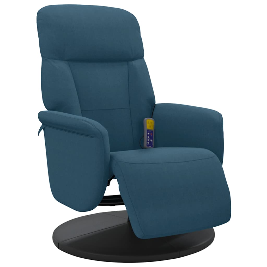 Cadeirão de massagens reclinável com apoio de pés veludo azul